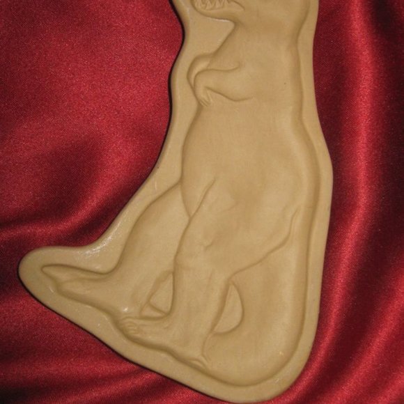 VINTAGE 1985 BROWN BAG COOKIE ART CERAMIC COOKIE PRESS T-REX DESIGN - Picture 8 of 10